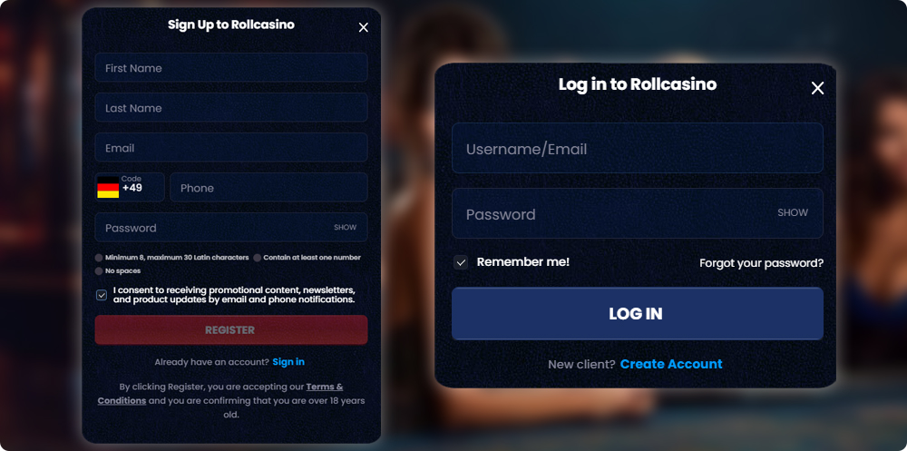 RollCasino Login and Registration